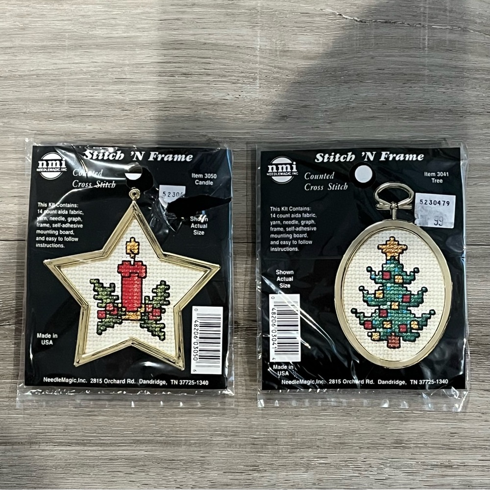 NWT Set of 2 NeedleMagic Inc Holiday Stitch ‘N Frame Counted Cross Stitch Kits - Picture 3 of 13